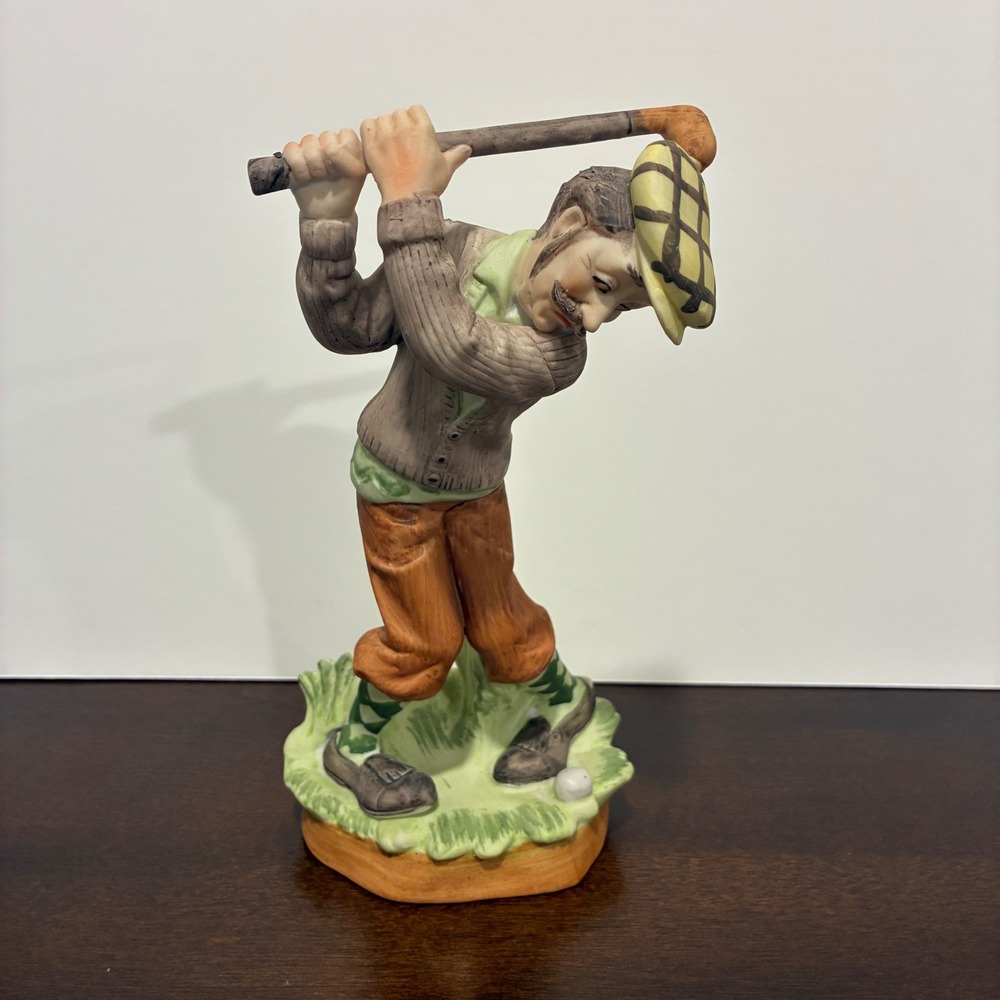 Vintage Lefton Golfer Figurine 6651 Porcelain Hand Painted Japan Sports Decor